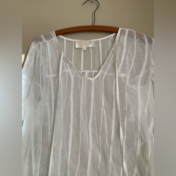 J.O.A Blouse top shirt sheer boho anthro inspired embroidered cottage Prairie - Picture 4 of 6
